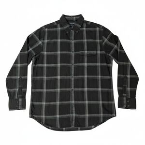 American Eagle Outfitters Black, Dark Gray Plaid Flannel Shirt
